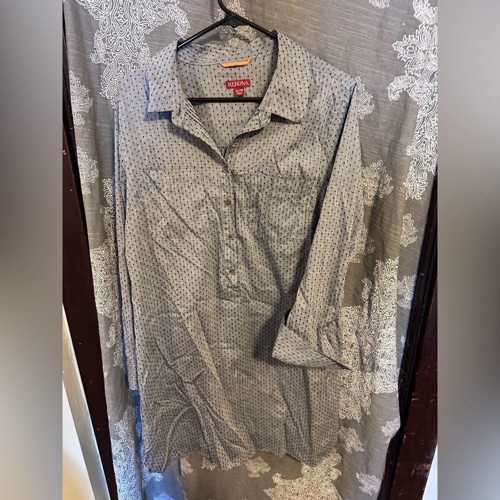 Merona  gray blue polka dot shirt dress/tunic